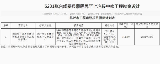 11月16日费县三开云 开云体育平台宗公路中修工程勘察设计招标计划出炉(图3)