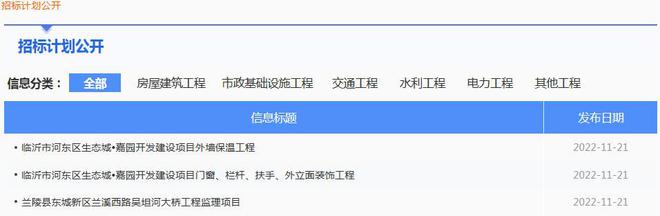 11月21日临沂市三宗工程建设项目招标计